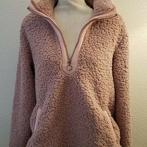 CUALITA Women's Long Sleeve Fleece Sherpa Sweater